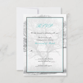 Tarjeta de respuesta de boda de árbol de invierno