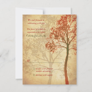 Tarjeta de respuesta de boda de árbol de otoño