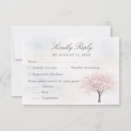 Tarjeta de respuesta de boda de árbol de primavera