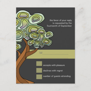 Tarjeta de respuesta de Boda de árbol ecológico