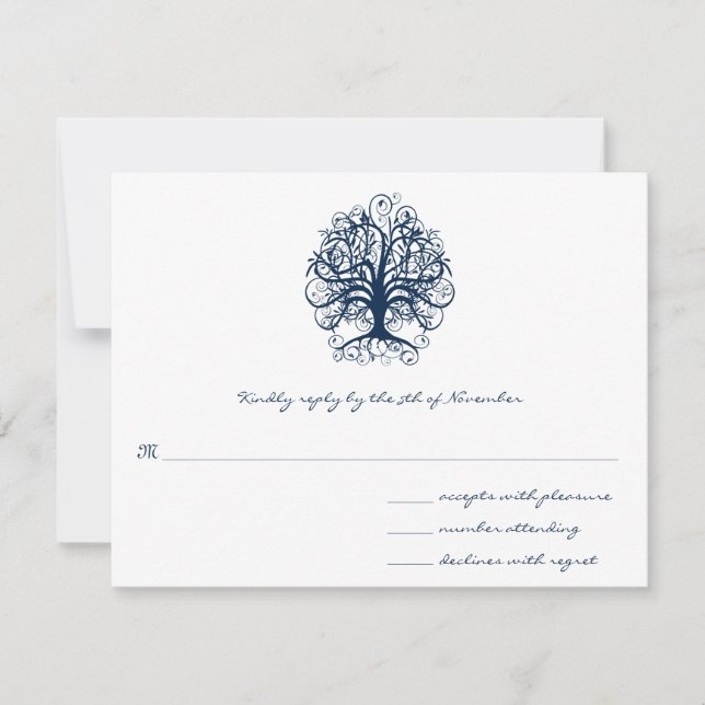 Tarjeta de respuesta de Boda de árbol giratorio az (Anverso)