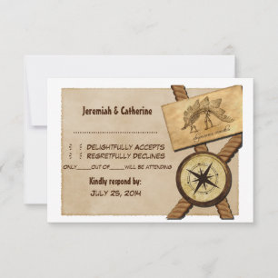 Tarjeta de respuesta de boda de aventura vintage v