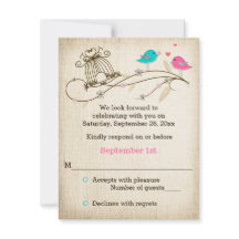Tarjeta de Respuesta de Boda de Aves Caprichosas E