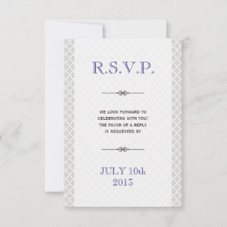 Tarjeta de respuesta de boda de azulejo moro gris