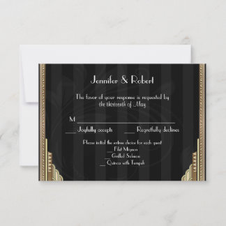 Tarjeta de respuesta de Boda de banda dorada Art D