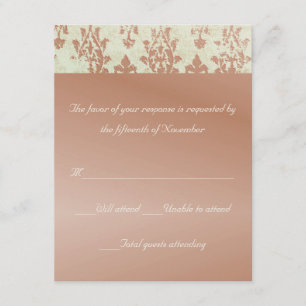 Tarjeta de respuesta de Boda de Brocade antigua