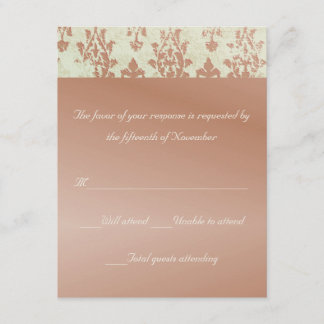 Tarjeta de respuesta de Boda de Brocade antigua