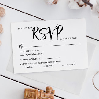 Tarjeta de respuesta de boda de caligrafía con pin