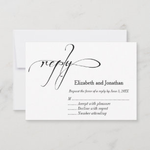 Tarjeta de respuesta de boda de caligrafía en blan