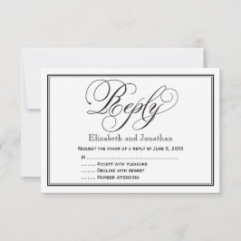 Tarjeta de respuesta de boda de caligrafía en negr