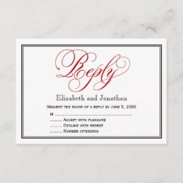 Tarjeta de respuesta de boda de caligrafía roja, n