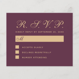 Tarjeta de respuesta de Boda de color de vino RSVP