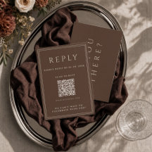 Tarjeta de respuesta de boda de color marrón choco