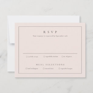Tarjeta de respuesta de boda de color rosa clásico