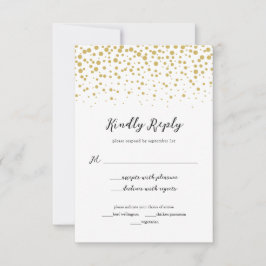Tarjeta de respuesta de boda de confeti dorado sim