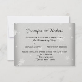 Tarjeta de respuesta de Boda de copo de nieve blan