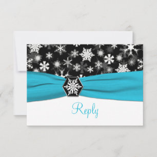 Tarjeta de respuesta de boda de copos de nieve neg