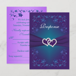 Tarjeta de respuesta de boda de corazones florales