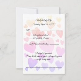 Tarjeta de respuesta de boda de corazones flotante