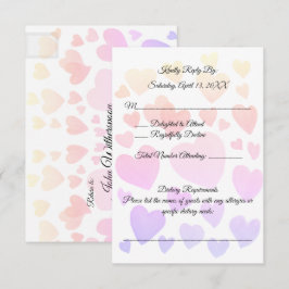 Tarjeta de respuesta de boda de corazones flotante