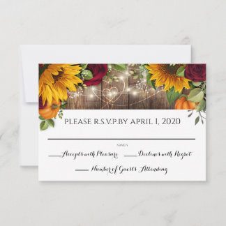 Tarjeta de respuesta de boda de cosecha de otoño
