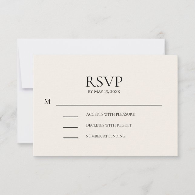 Tarjeta de respuesta de boda de crema rosa rubor (Anverso)