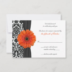 Tarjeta de respuesta de boda de damasco de margari