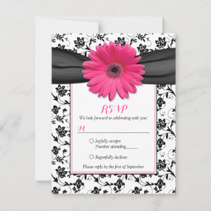 Tarjeta de respuesta de boda de damasco floral en