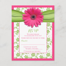 Tarjeta de respuesta de boda de damasco floral ros