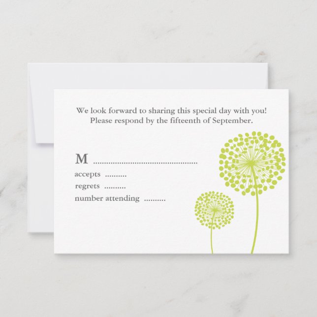 Tarjeta de respuesta de boda de Dandelios dulces (Anverso)