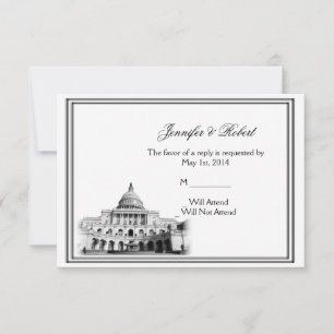 Tarjeta de respuesta de boda de destino de Washing