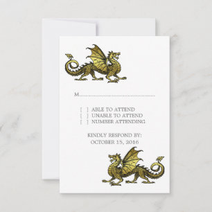 Tarjeta de respuesta de Boda de Dragon Gold
