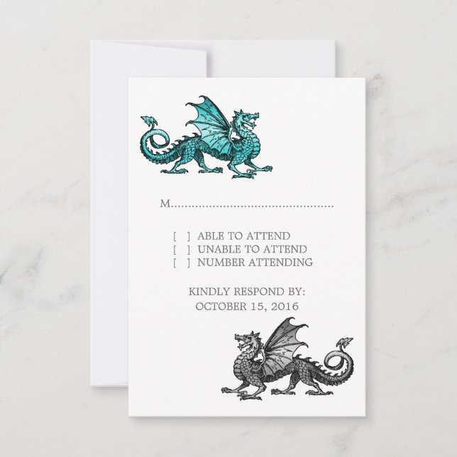 Tarjeta de respuesta de Boda de dragón plateado ve (Anverso)