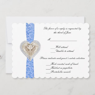 Tarjeta de respuesta de boda de encaje azul Unicor