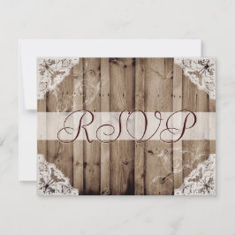 Tarjeta de respuesta de boda de encaje blanco anti