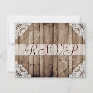 Tarjeta de respuesta de boda de encaje blanco anti