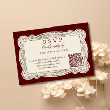 Tarjeta de respuesta de boda de encaje vintage en