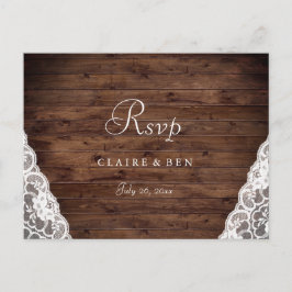 Tarjeta de respuesta de boda de encaje vintage rús