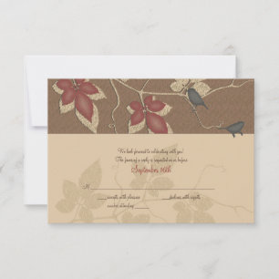 Tarjeta de respuesta de boda de enredaderas y pája