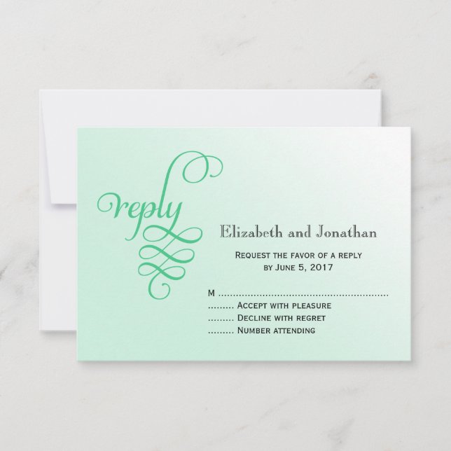 Tarjeta de respuesta de Boda de escritura de curry (Anverso)