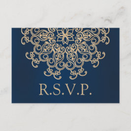 TARJETA DE RESPUESTA DE BODA DE ESTILO INDIO NAVY 