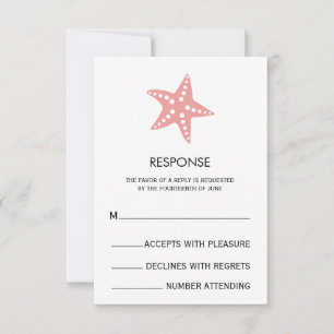 Tarjeta de respuesta de boda de estrella de mar mi