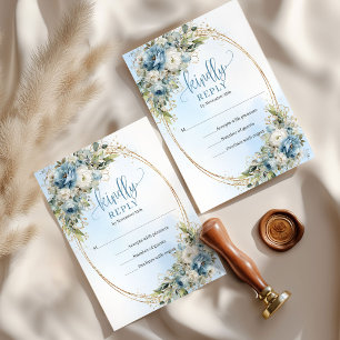 Tarjeta de respuesta de boda de eucalipto azul pol