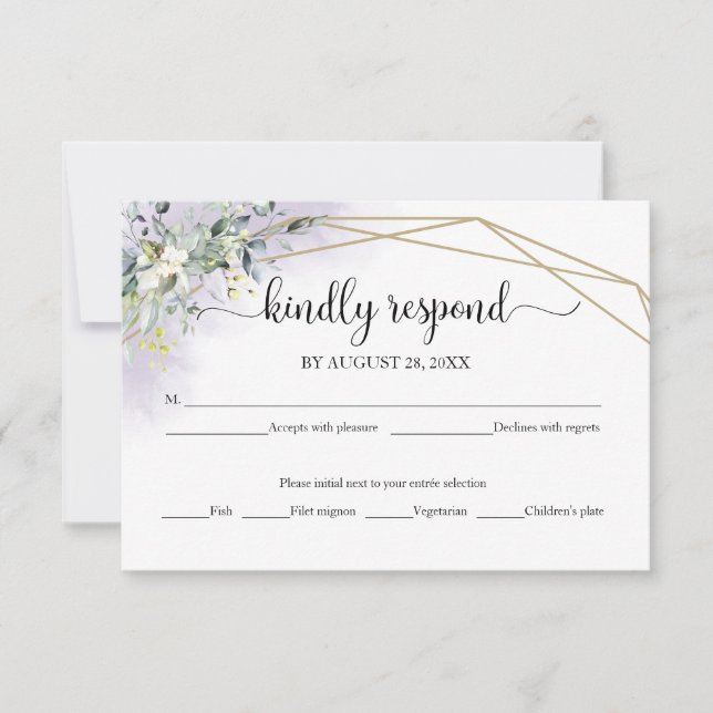 Tarjeta de respuesta de boda de eucalipto de veget (Anverso)