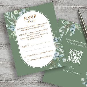 Tarjeta de respuesta de boda de eucalipto vietnami