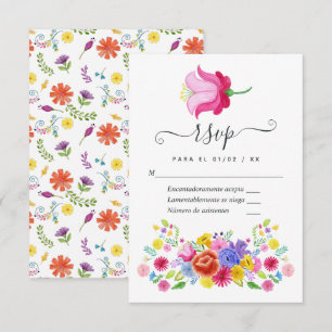 Tarjeta de respuesta de boda de fiesta floral de a