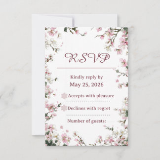 Tarjeta de respuesta de boda de flor de cerezo ele