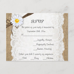 Tarjeta de respuesta de boda de flor de margarita