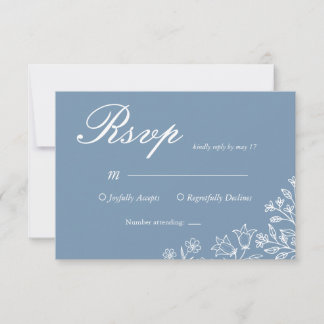 Tarjeta de respuesta de boda de flor silvestre azu
