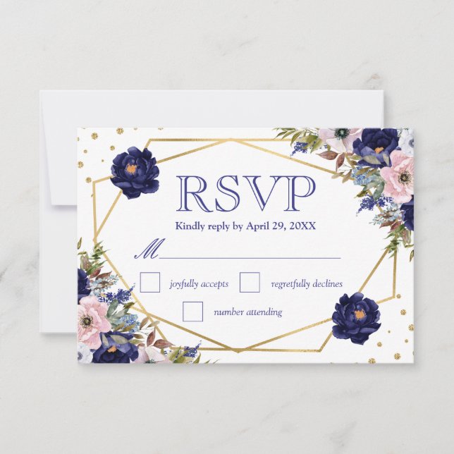 Tarjeta de respuesta de boda de flores de invierno (Anverso)